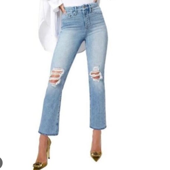 Good American Denim - Good American Women's Distressed Good Boy High Waist Jeans Size 4 27